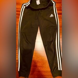 Adidas Kids Black Joggers with White Stripes
